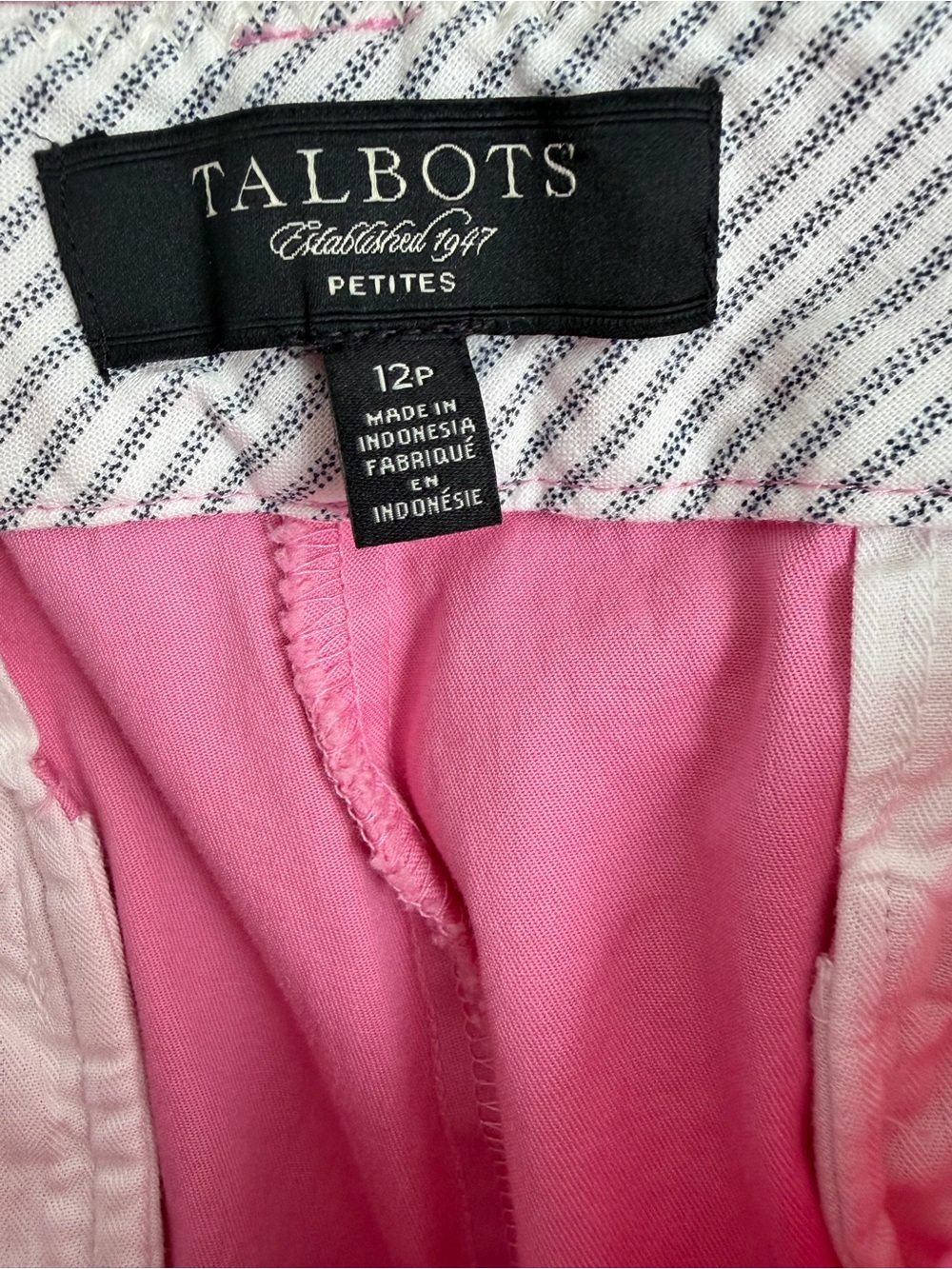 Talbots Tailored Fit Pink Cropped Pants Preppy 12P - Picture 4 of 4
